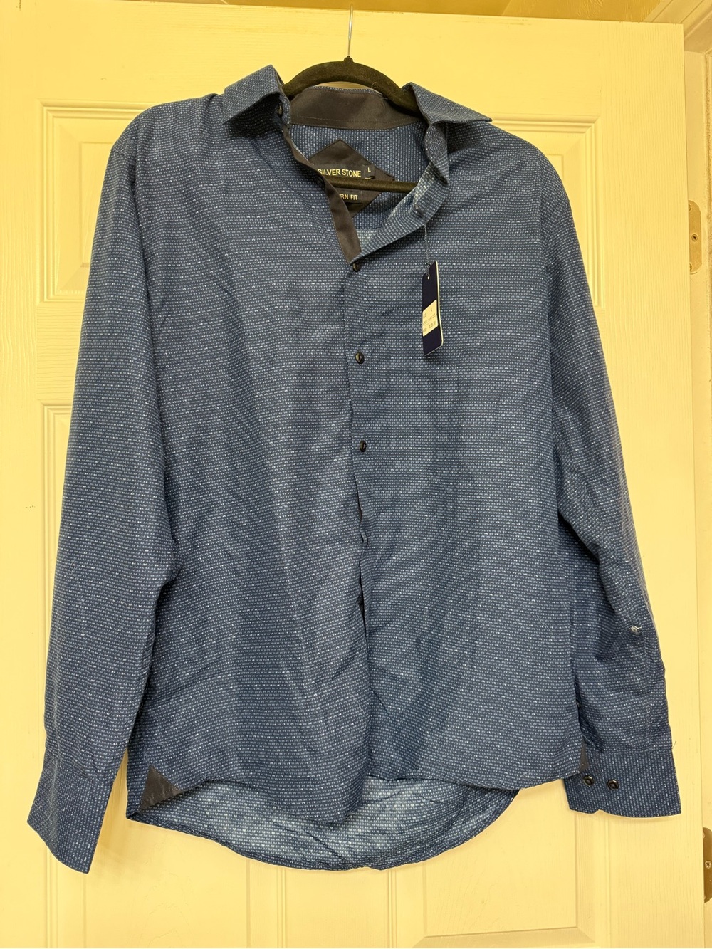 River Stone Men's Blue Long-Sleeve Dress Shirt